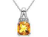 1.25 Carat (ctw) Drop Citrine Pendant Necklace in 14K White Gold with Chain